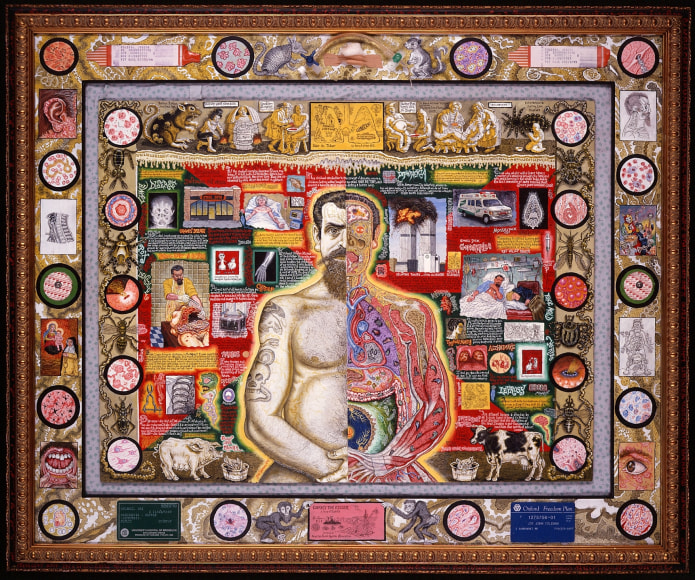 I Am Joe&#039;s Fear of Disease, 2001, Acrylic on panel, with the artist&#039;s used medical paraphernalia, mounted on the artist&#039;s hospital gown