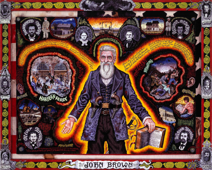 Old Man Brown, 1995, Acrylic on panel, mounted on exploded American flag