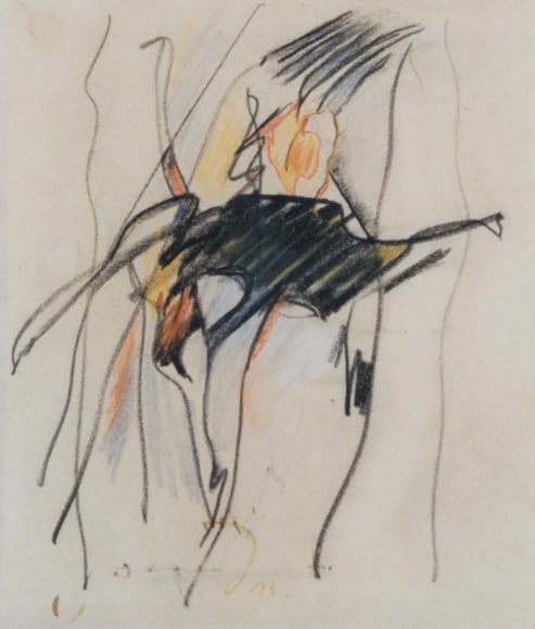 Arthur Dove, Abstraction, 1930, colored pencils, colored chalk over pencil on pape, 5 5/8 x 5 inches