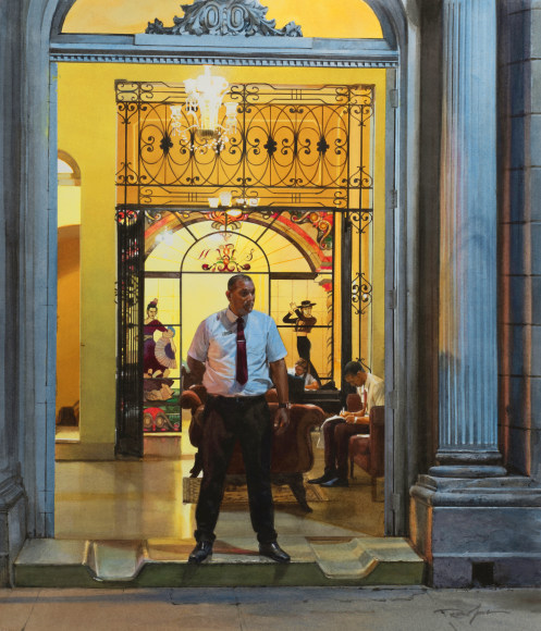 Rance Jones, Night Shift, 2020, watercolor on paper, 21 x 18 inches