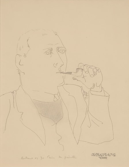 John Graham, Portrait of a Painter (Jo Cain), 1940, pencil on paper,&nbsp;16 1/2 x 13 inches