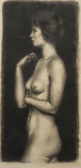 Joseph Hirsch, Nude Duchess, n.d., charcoal on paper, 16 1/8 x 9 1/8 inches
