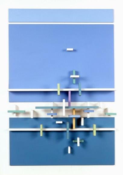 Eli Bornstein, Structurist Relief No. 1-I (Sea Series), 1966, oil on wood, 29 3/4 h x 21 w x 5 d inches