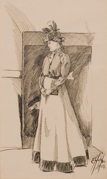 Edward Hopper, Standing Woman, 1900, pen and ink on paper, 20 3/4 x 12 1/4 inches
