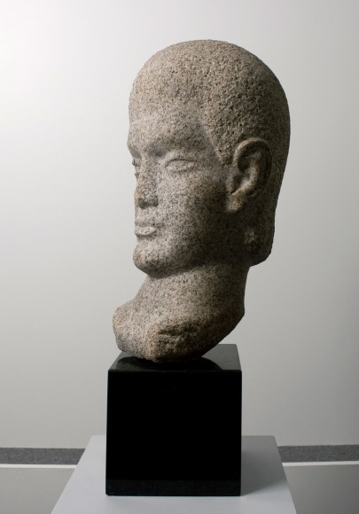 William Zorach, Head of a Boy (Tessim), 1925, granite 16 1/2 inches high (view 2)