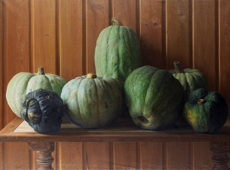 Claudio Bravo, Calabazas Verdes, 1992, oil on canvas, 38 x 51 inches