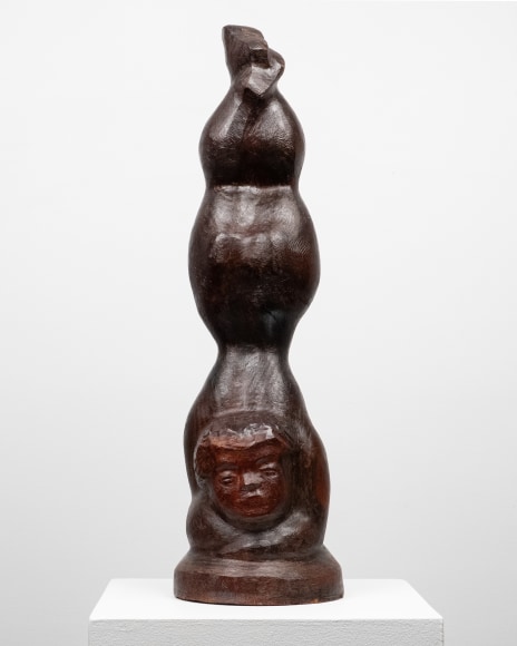Chaim Gross, Tumbler, 1944, Lignum Vitae wood, 25 1/2 x 7 x 7 inches