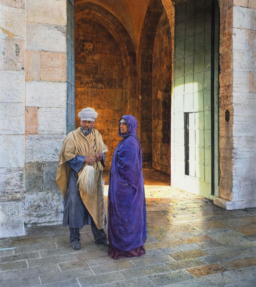 Jaffa Gate, 2023, watercolor on paper, 24 x 21 inches