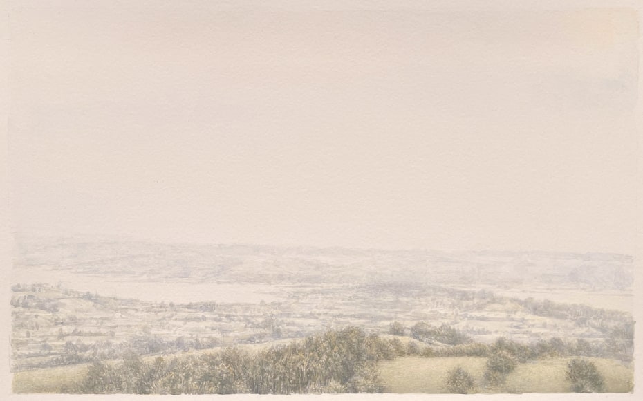 Above the Bay, 2023, tempera on paper, 11 x 17 inches