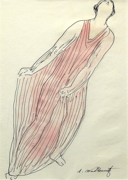 Abraham Walkowitz, Isadora Duncan (SOLD), c.1910, ink, pencil & watercolor on paper, 10 x 8 inches