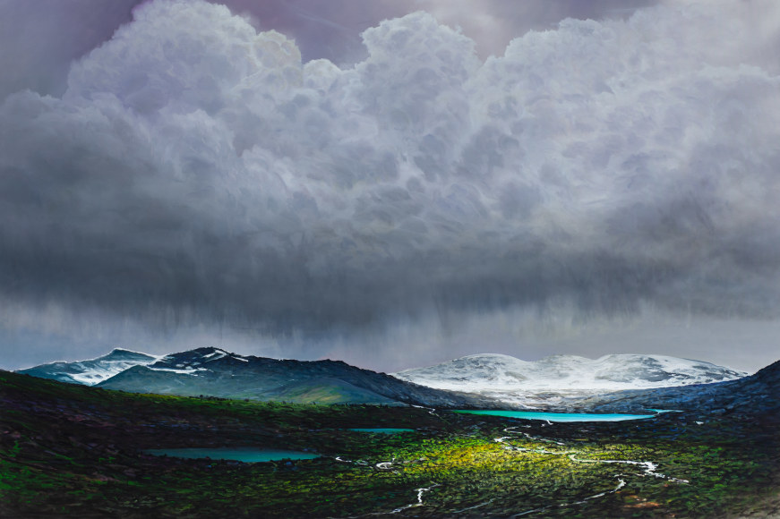 Tula Telfair, A Fragile Equilibrium II, 2025 oil on canvas, 67 x 100 inches