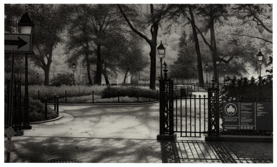 Anthony Mitri, Sens Unique: New York City, 2025, charcoal on paper, 10 1/4 x 17 1/4 inches (image)