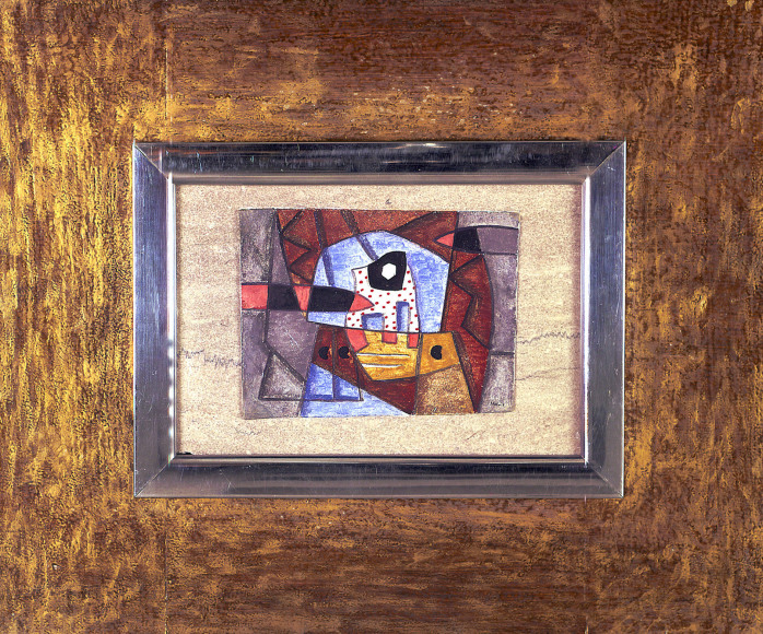 George L. K. Morris, Torpedo Station, 1945, fresco relief on stone, 7 x 10 1/4 inches