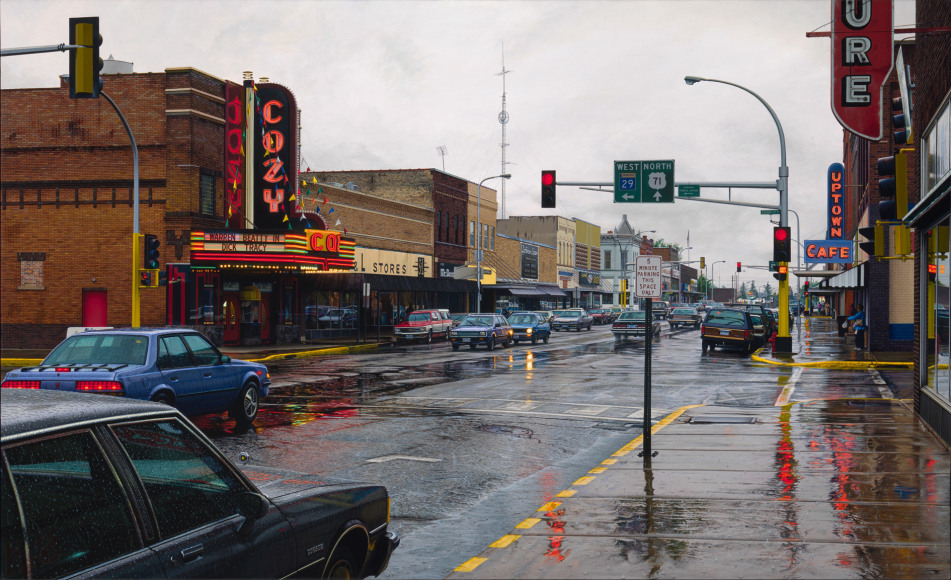 Davis Cone, Cozy/Rainy Day, 2012, digital print and silk screen, 29 x 44 inches (paper), 23 1/2 x 39 inches (image), Edition of 50