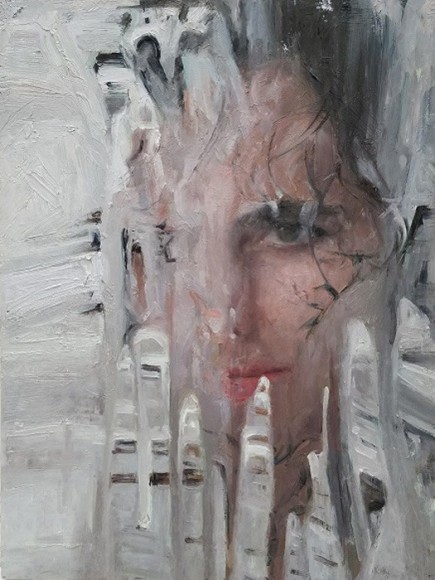 alyssa monks, Foam, 2017, oil on panel, 16 x 12 inches