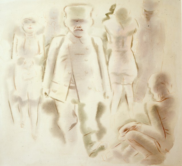 George Grosz, Berlin Street Scene, 1930, watercolor on paper, 22 x 23 1/2 inches