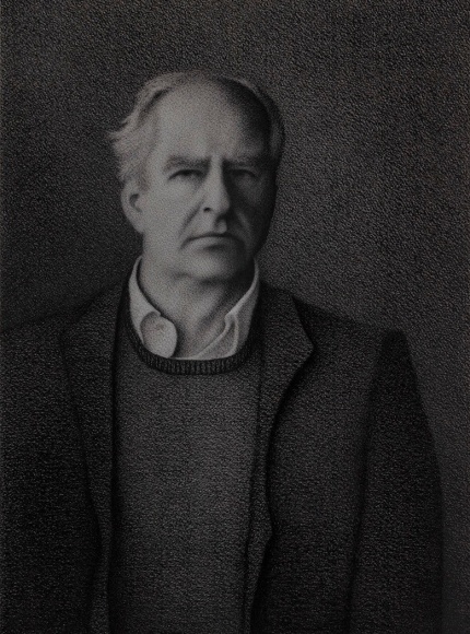 anthony mitri, William Kentridge (SOLD), 2017, charcoal on paper, 20 1/2 x 15 1/4 inches