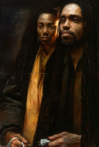 Steven Assael James & Nicole, 2005, oil on panel, 35 1/2 x 24 inches