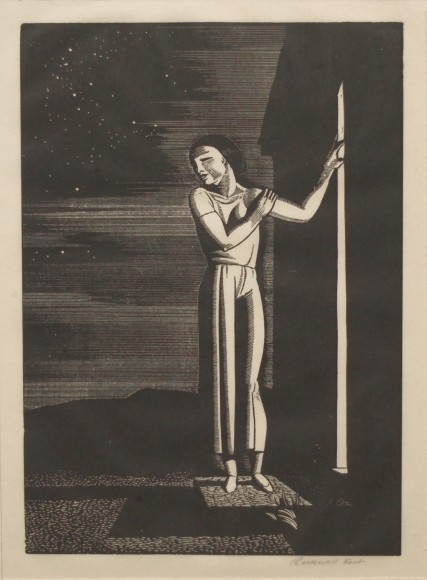 Rockwell Kent Starry Night, c.1933 woodcut 7 x 5 inches