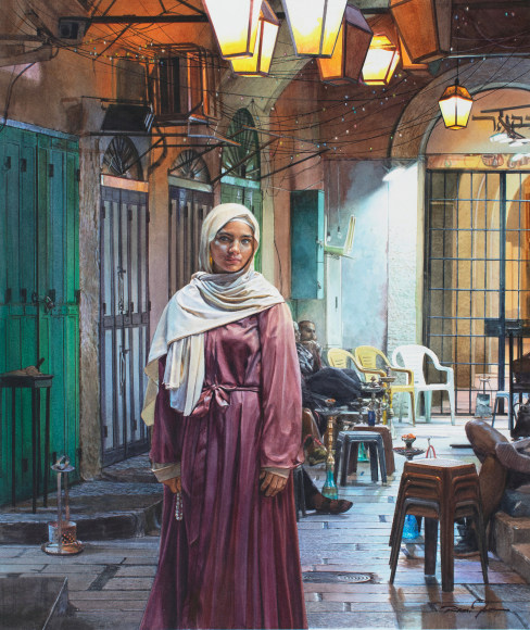 Shisha, 2025, watercolor on paper 25 x 21 inches