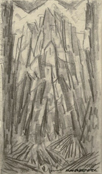 Abraham Walkowitz City Abstraction II, c.1908, pencil on paper, 5 x 2 7/8 inches
