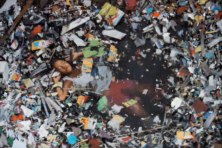 guillermo munoz vera, Ophelia of the Ganges / Ofelia del Ganges, 2010, oil on canvas mounted on panel, 39 3/8 x 59 inches