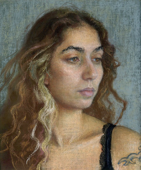 Ellen Eagle Asha, 2004, pastel on pumice board, 6 5/16 x 5 5/16 inches