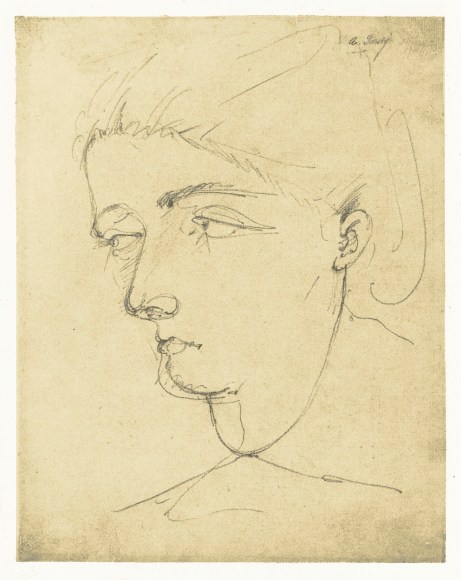 Head of a Woman , c.1933, pencil on paper, 8 1/2 x 6 1/2 inches
