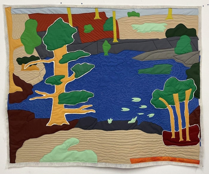 Michael C. Thorpe Blue Lagoon, 2023 textile, quilting cotton, and thread 60 1/2 x 71 inches