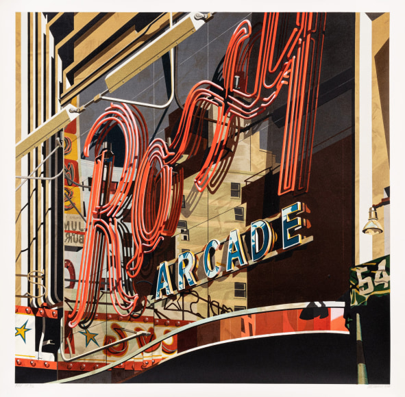 Robert Cottingham, Roxy, 2002, lithograph, 46 x 46 inches