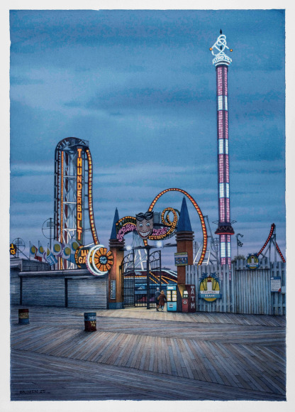 Frederick Brosen, Thunderbolt, 2025, watercolor over graphite on paper, 35 x 25 inches