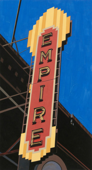 robert cottingham, Empire II (SOLD), 2010, gouache on paper, 27 1/2 x 15 inches