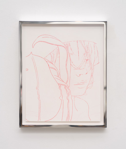 Oliver Osborne, Untitled, 2023, Carbon on Paper, 30 x 24 cm / 34 x 28 x 3 cm (framed) 