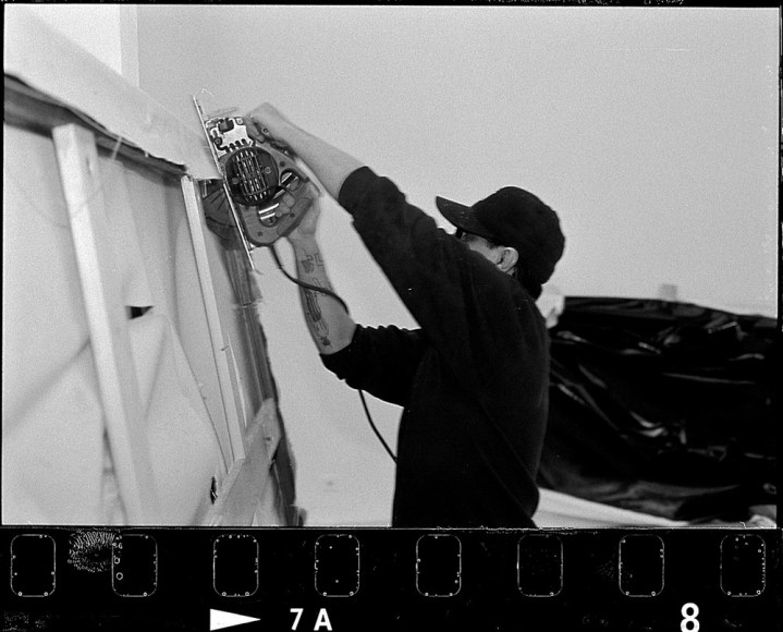 Steven Parrino at the Centre d'Art Neuchâtel, 1998 | Photo courtesy of CAN