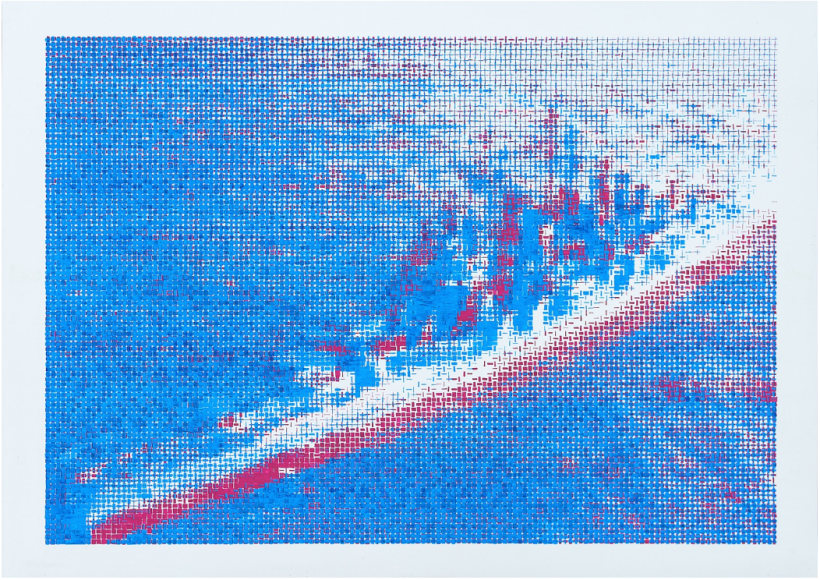 Untitled (Red & Blue Battleship), 2018, Gouache on Paper, 14.5x20 in / 36.2x51.4 cm