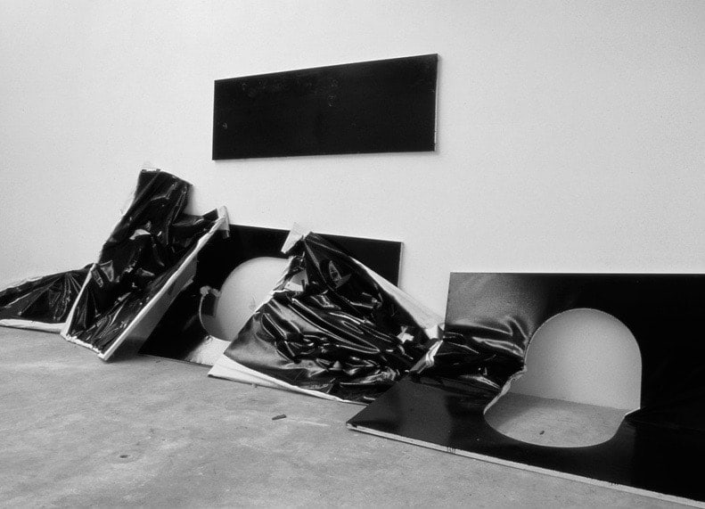 Installation view | Steven Parrino, Centre d'Art Neuchâtel, Switzerland, May 3 - July 5, 1998 | Image courtesy of CAN