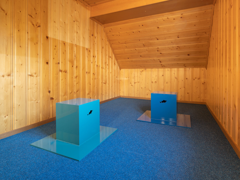 Elise Corpataux and Valentin Carron at the Art Kiosk, Rougemont, Switzerland., Installation View © Julien Gremaud 