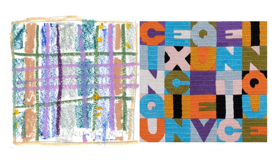 Marie Hazard weben, 2019 | Alighiero Boetti Cinque x cinque venticinque, 1989