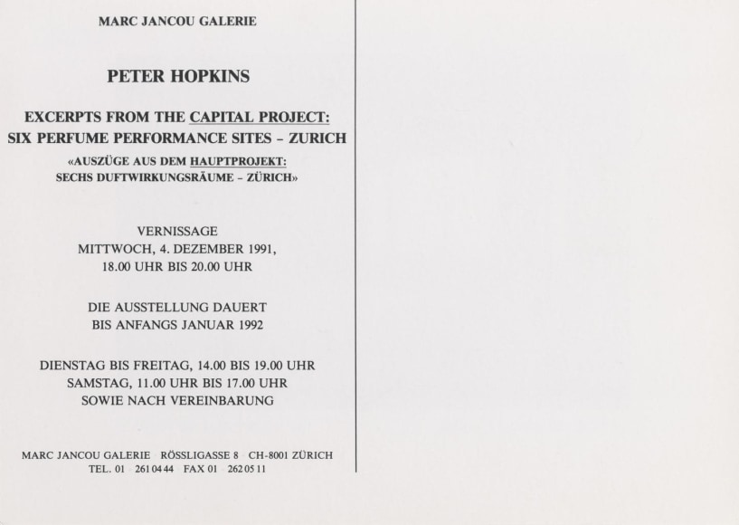 Excerpts from the Capital Project: Six Perfume Performance Sites