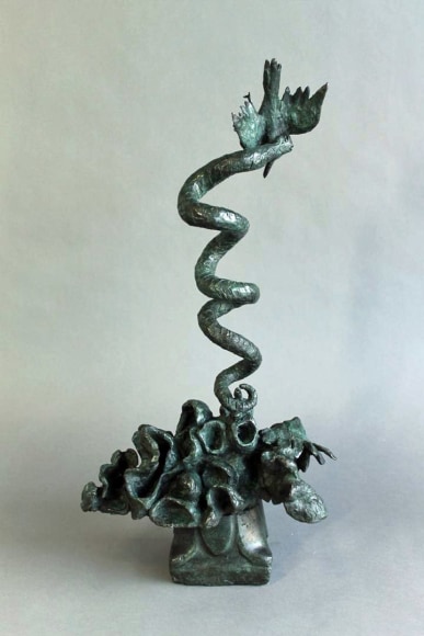 Image of Yulla Lipchitz's abstract bronze sculpture titled &quot;Snake &amp; Bird.&quot;