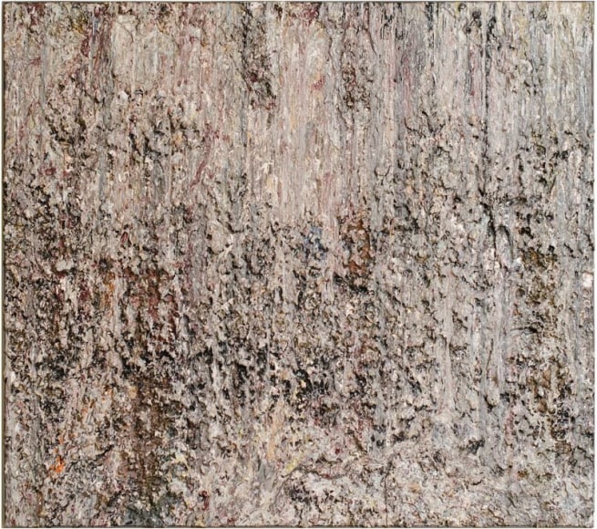 Image of acrylic abstract multi-dimensional painting by Larry Poons entitled &quot;Rum Boat&quot; with spray foam applied to a canvas and then painted on..