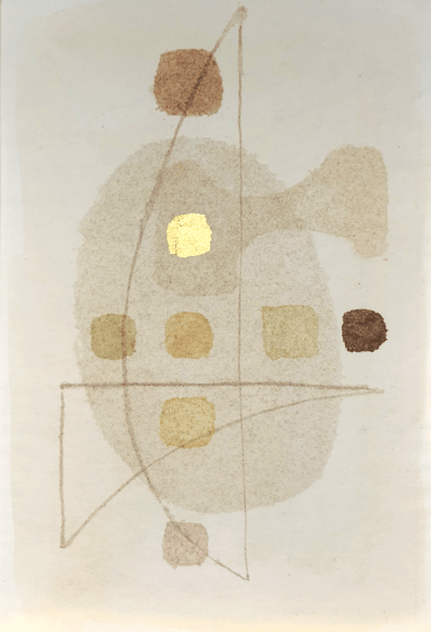 Image of untitled watercolor and gold leaf by Annemarie Graupner.