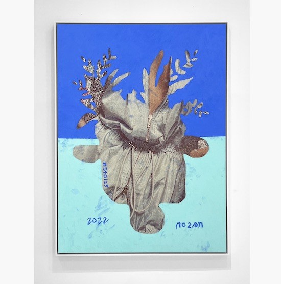 Brintz Gallery, Corey Mason, My Out Outfit Number 540125, 2022, Inkjet ink and pastel on reverse primed canvas, 51 1/2 x 38 1/2 x 2 inches, 130.8 x 97.8 x 5.1 centimeter Framed, Unique Art