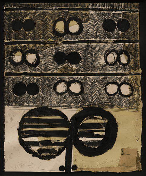 BRINTZ GALLERY, IRVIN PASCAL, Switched off, 2018, Chinese ink, Pigment stick, charcoal, detritus on collaged paper, 30 by 24 inches, Unique Art