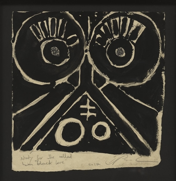 BRINTZ GALLERY, IRVIN PASCAL, Study for, she called him black love, 2017, Pencil, pigment, resin oil medium, ink on cotton rag paper, 10 1/2 by 10 inches, Unique Art