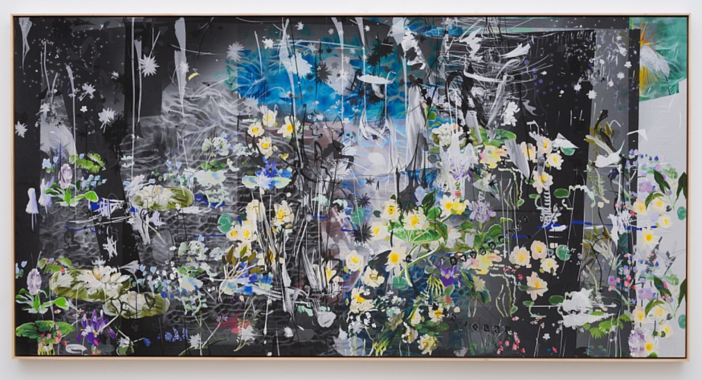 Petra Cortright Speed with Keanu elena de lisser map home Unique Digital painting on Belgian linen
