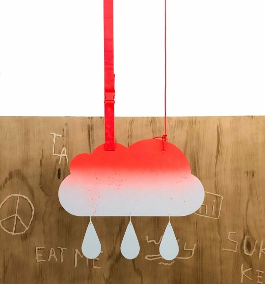 BRINTZ GALLERY_WENDY WHITE_Fade Cloud (Orange), 2020 Acrylic on dibond, nylon rope, buckle 30 x 25 in
