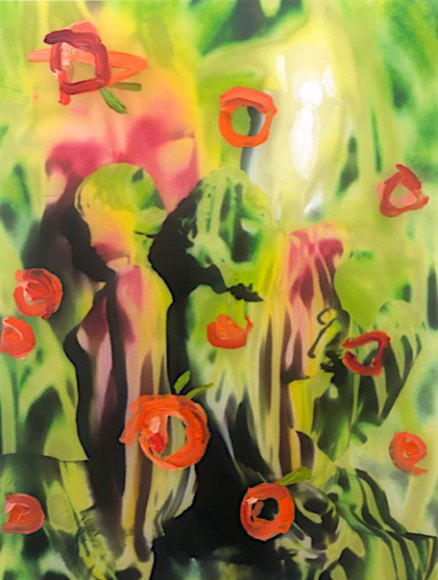 Rachel Rossin Untitled, 2019 Oil and airbrush on dura-lar with oil enamel
