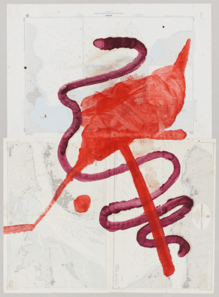 Julian Schnabel Port of Lisbon, 2010 Oil on map