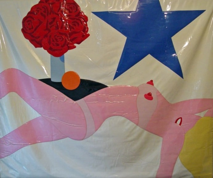 Tom Wesselmann, 1931 - 2004, Nude Banner, 1969, Vinyl Applique Banner, H 59&quot; x W 71.5&quot;